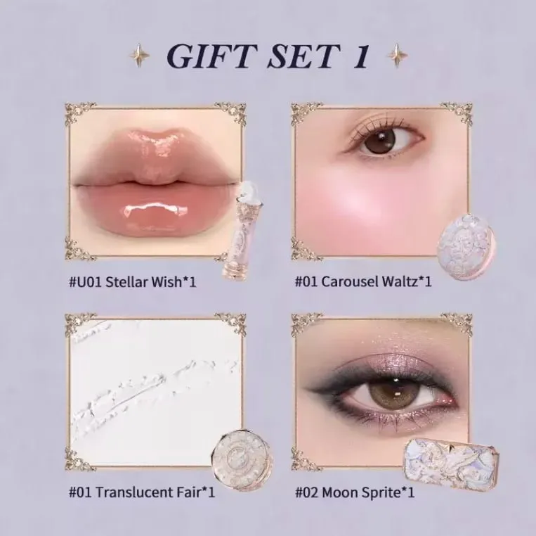 Flowerknows Kotak Hadiah Set Solek Malaikat Kecil Kotak Penuh Lip Glaze Blusher Shell Jewelry Kit Hadiah Hari Lahir Bunga Tahu — image 8