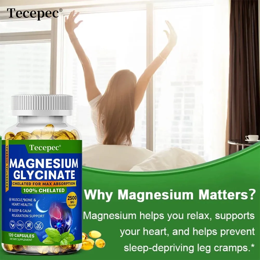 Magnesium Glycinate Capsules 2500mg - Dietary Supplement for Muscle Nerve Bone and Heart Support - Gluten Free Non-GMO — image 5