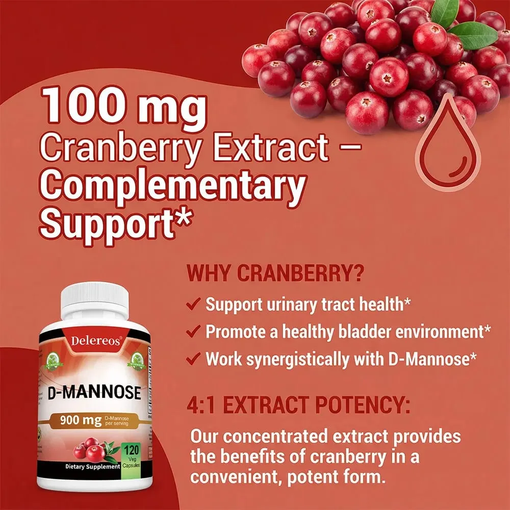 Bio-D-Mannose 900 mg pro Portion 120 Kapseln unterstützt stark die Reinigung der Harnwege bei Frauen und die Gesundheit der Prostata bei Männern — image 5