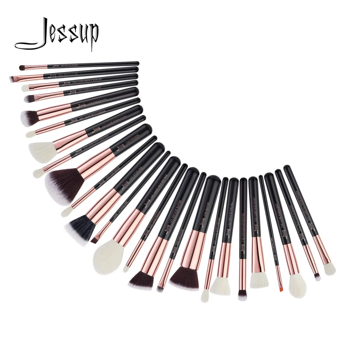 Jessup Set Berus Mekap Profesional 25pcs Bedak Asas Sintetik Semulajadi Pembayang Mata Berus Mekap Berus Memerah Hitam T155 — image 1