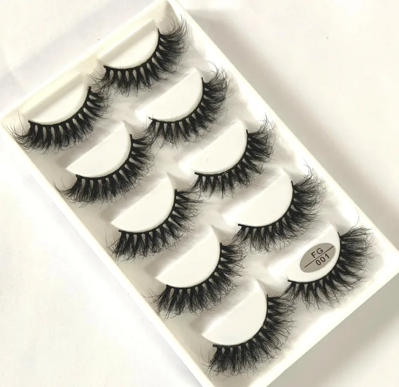 5 Pasang Bulu Mata Mink Buatan Tangan Bulu Mata Palsu Pendek Lebat Asli Bulu Mata Berantakan Panjang Bulu Mata Makeup Peringkat Boleh Diguna Semula — image 14