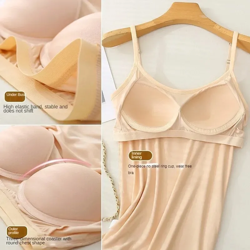 M-3XL für 35–85 kg, Modal, Übergröße, Camisole-Tanktop mit festem Körbchen, gepolsterte Damen-Brustunterwäsche, verschleißfrei