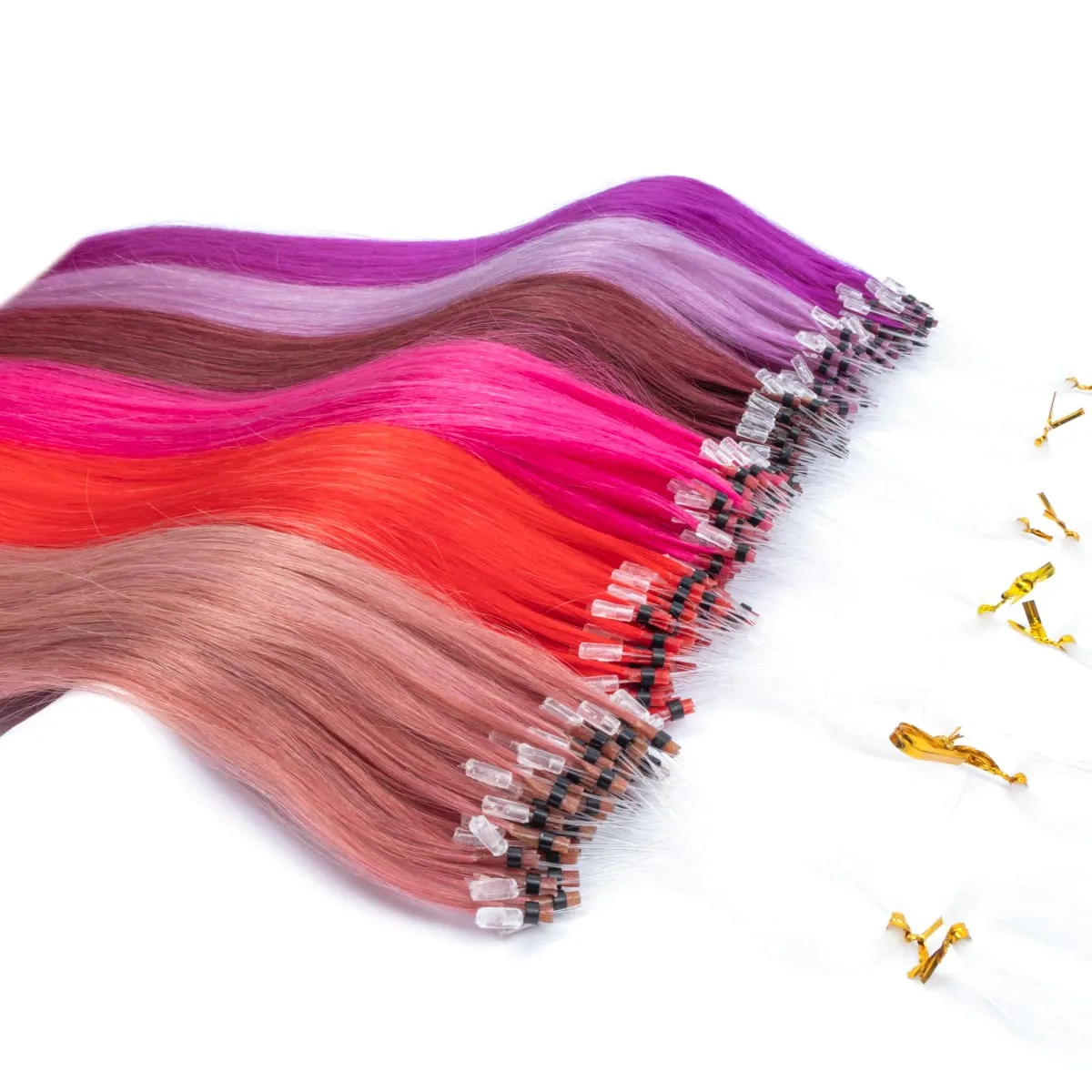 Extensions de cheveux humains colorés à micro maillons, sans colle, cheveux humains vierges, pour femmes et filles, 50 brins colorés, 30G, gris — image 7
