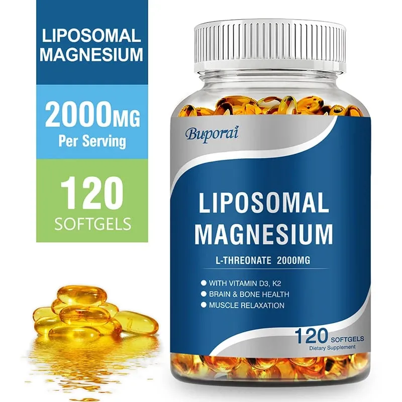 Lipozomal Magnezyum L-Treonat - D3 ve K2 Vitamini İçeren Beyin Kemiği Kalp Kasını Destekler ve Uykuyu Destekler — image 1