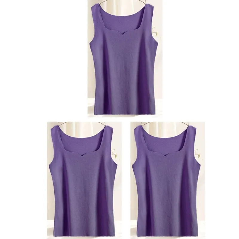 3 stücke Frauen Thermische Tops Mädchen Spurlose Einfarbig Weste Basis Schicht Warme Tank Top Herbst Winter Weibliche Sexy Dünne leibchen — image 14