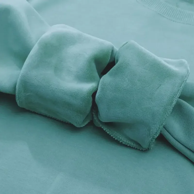 Sudadera gruesa de felpa de algodón de 600G, suéter fino de felpa pesado, suéter de cuello redondo sólido, suéter cálido para otoño e invierno — image 19