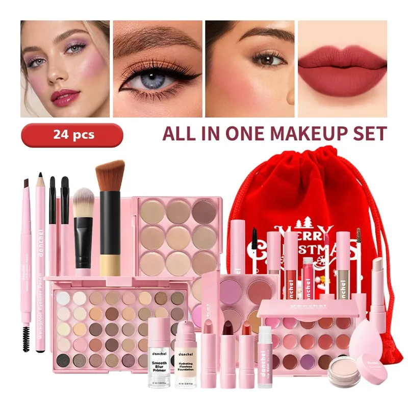 Regalo di Natale Kit per il trucco completo del viso tutto in uno con correttore Contorno Evidenzia Blush Ombretto Matita per sopracciglia Trucco per labbra