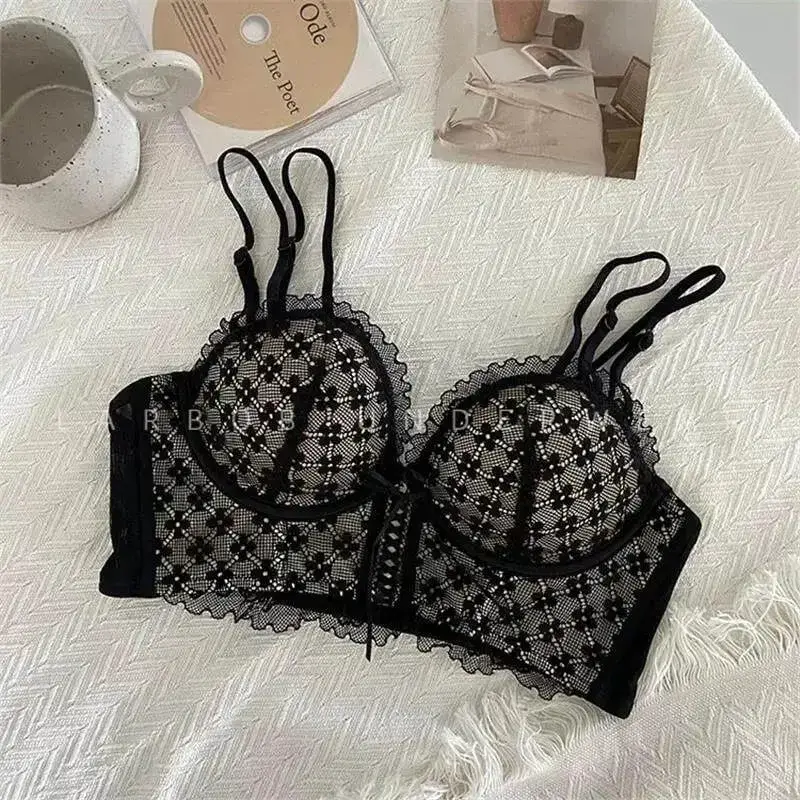 Bra Tekan Ke Atas Renda Tanpa Padding Seluar Dalam Ramping Tanpa Wayar Bralet Seksi Musim Panas Lancar untuk Sokongan Bahagian Angkat Dada Kecil Anti Kendur — image 14