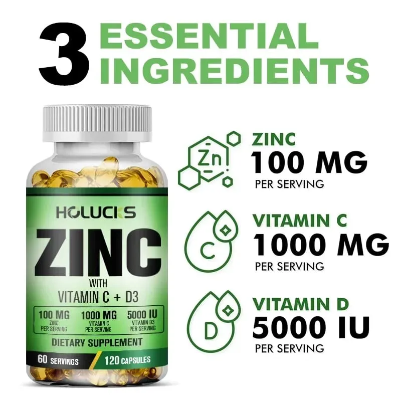 Buy 2 Get 2 Free! Zinc Capsules Support Strong Immunity & Overall Vitality Respiratory Health & Strong Bones Antioxidant — image 3