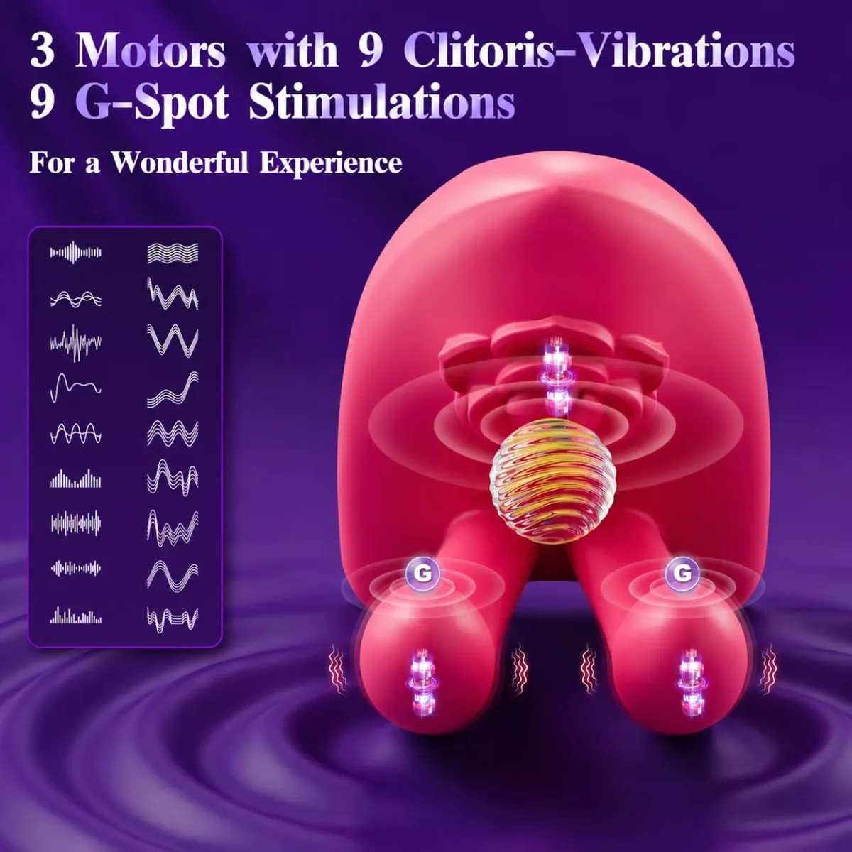 Genopladelig G-Spot og klitorisvibrator til par 3 kraftige motorer 9 vibrationstilstande App Control Silikonelegetøj til Ultimate — image 3
