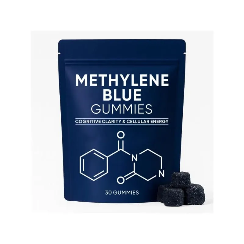 Methylenblaue Gummibonbons, 5 mg, 30/60 Karat, Blaubeergeschmack für anhaltende Energie, geistige Klarheit und Stimmung, zelluläre Unterstützung