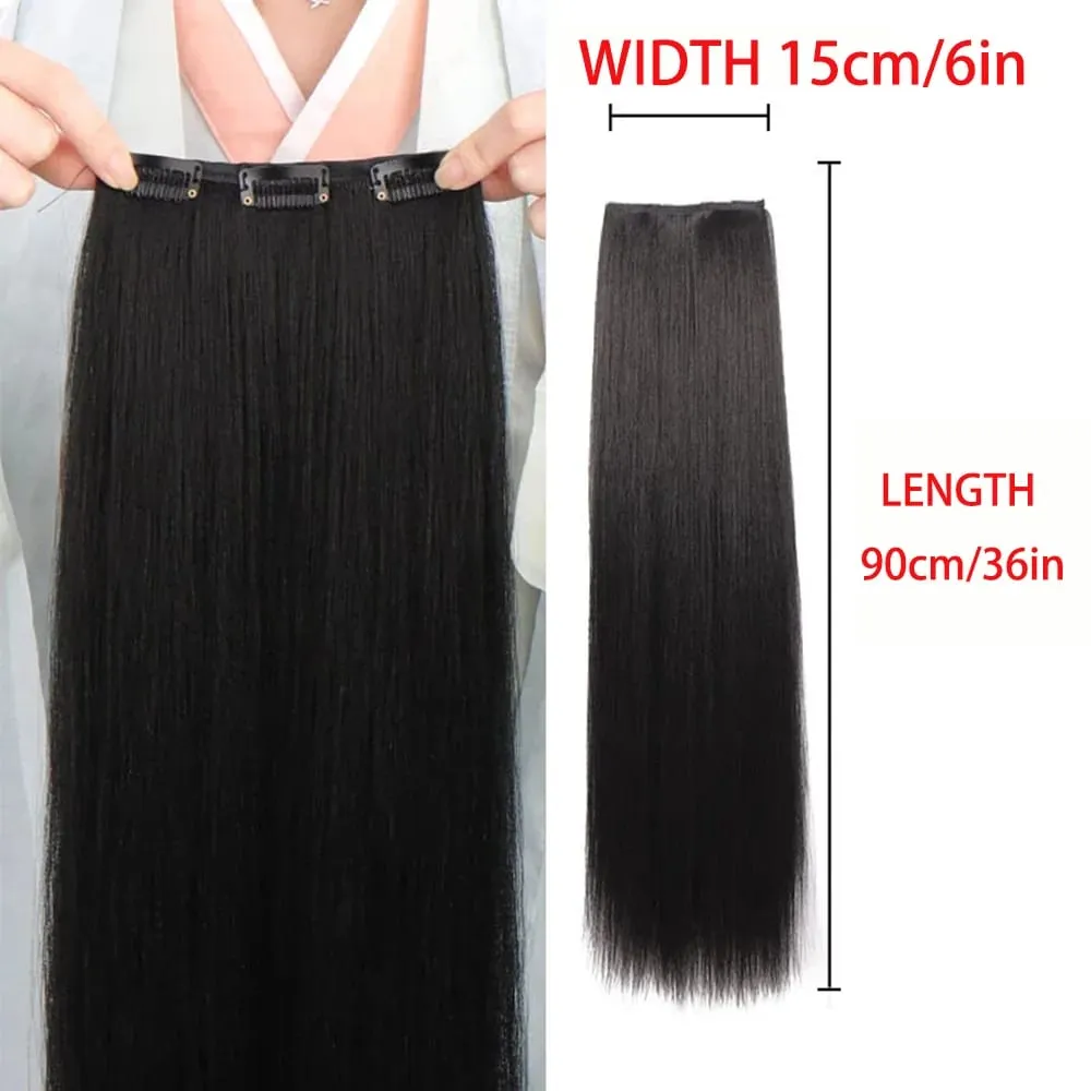 Synthetic black women's vertical hair extensions hair extensions five different lengths of headwear for women's wigs — image 26