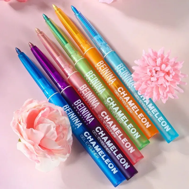 Bunglon Berkilat Yellow Eyeliner Gel Pen Pembayang Mata Metalik Multicolor Eye Liner Pearlescent Polarized Solek Pigmen Mata Dalam
