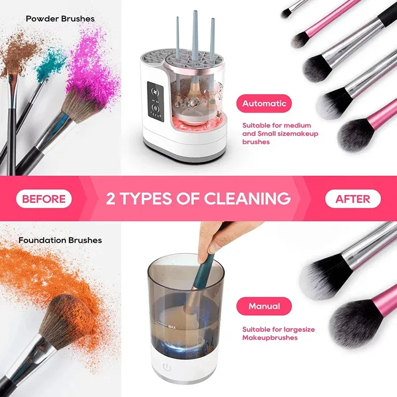 NEUE Elektrische 3 IN 1 Make-Up Pinsel Cleaneing Maschine Make-Up Pinsel Trockner Tragbare Automatische USB Kosmetik Pinsel Reiniger Werkzeug — image 5