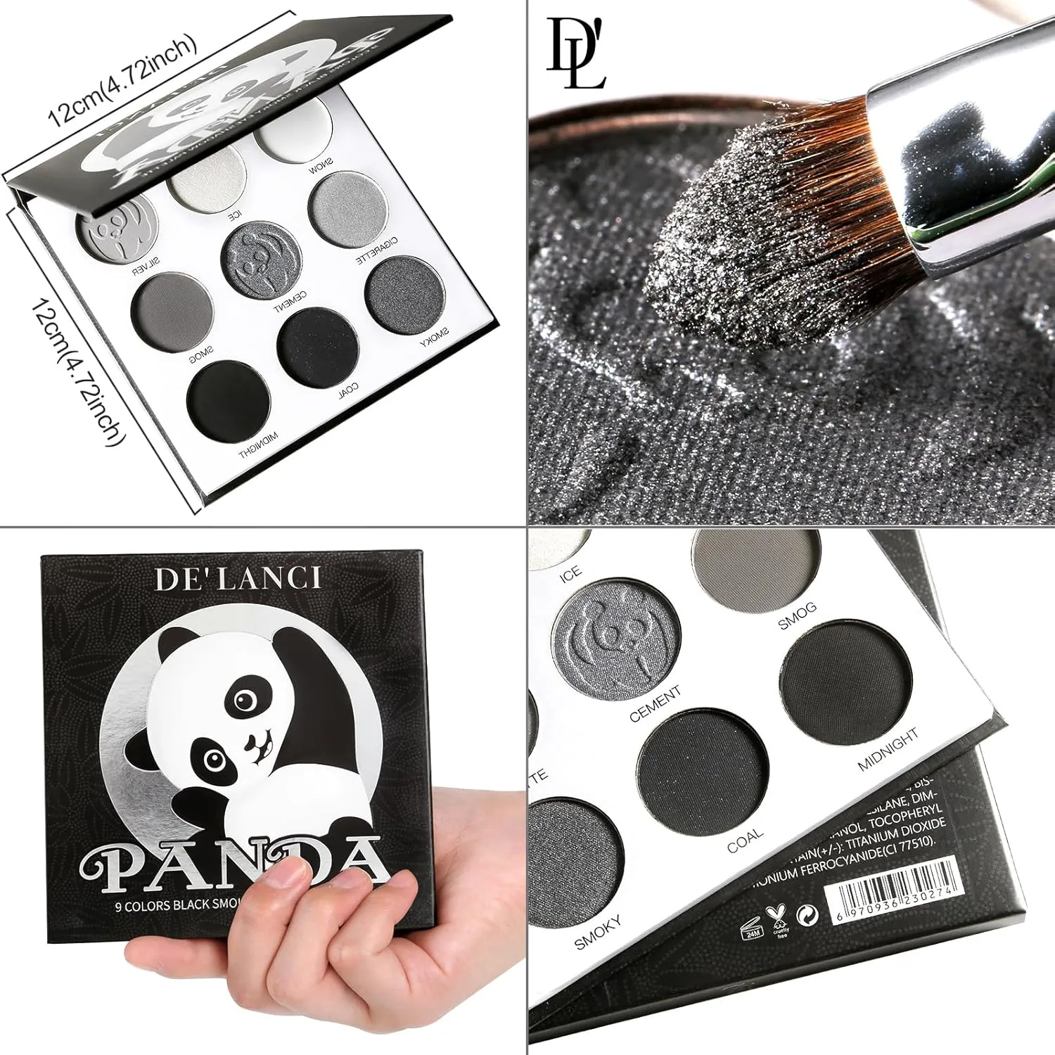 Palet Pembayang Mata 9 Warna Kelabu Hitam Matte Berkilauan Pembayang Mata Mutiara Goth Punk Smoky Denyar Halus Solekan Mata Berkekalan — image 3