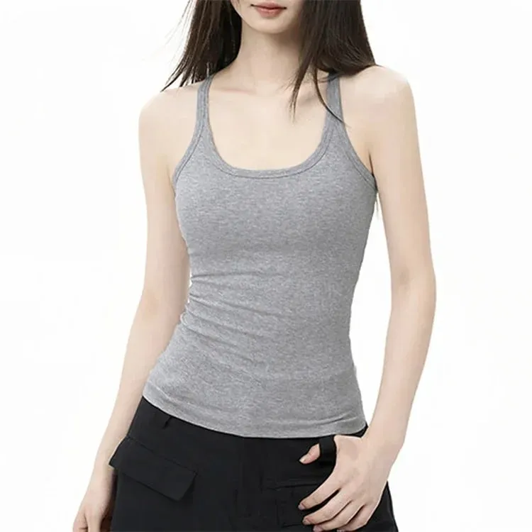 Zjaiss Elegant ถักฤดูร้อน Tank Top เกาหลี Slim Solid U คอผู้หญิง Cami Soft Ribbed Basic Layering Vest แฟชั่นสุภาพสตรี top — image 10