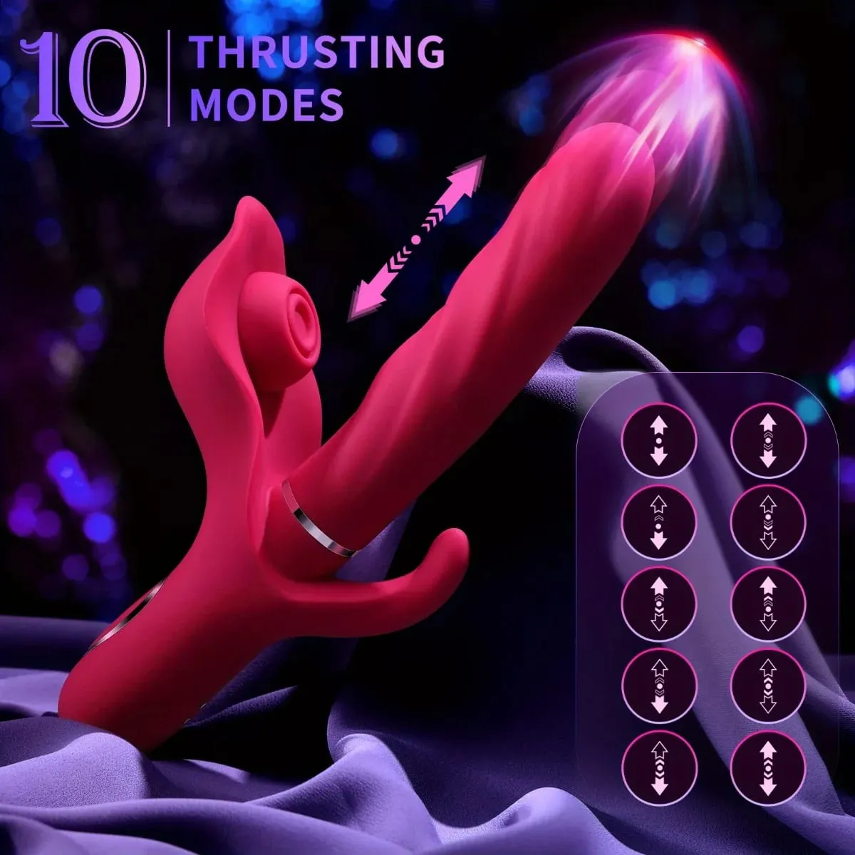 3 in 1 Stoßdildo-Vibrator G-Punkt-Kaninchen-Vibrator für Frauen Vagina Klitoris-Stimulator Sexspielzeug Erwachsene Produkte für Frauen — image 4