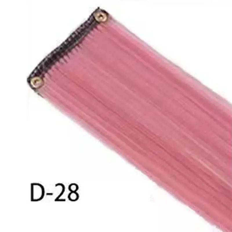 Synthetic 10Pcs colorful Hair Extensions Clip in Colored Party Highlights Extension for Kids Girls Long Straight Hairpiece — image 26
