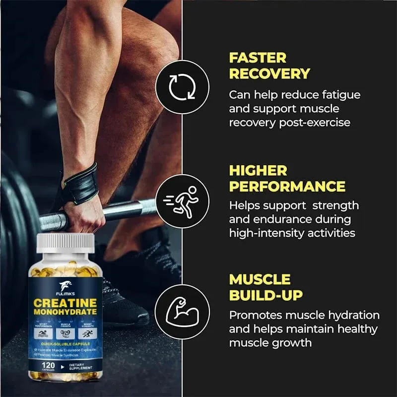 Buy 2 Get 2 Free! Premium Creatine Monohydrate Capsules Support Muscle Growth Strength Gains & Exercise Performance Men — image 4