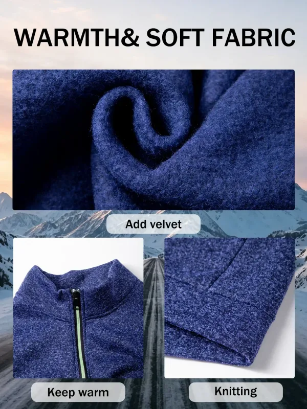 Set 2 Keping Lelaki 1/4 Zip Baju Leher Olok-olok, Pullover Bergaris Bulu dengan Cuff Berusuk Atasan Kasual Hangat untuk Pakaian Harian Musim Gugur Musim Gugur — image 6