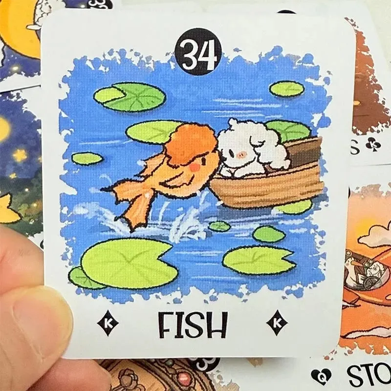 Boji Blog Lenormand Deck 영어 버전 39pcs 타로 애호가를위한 운명 점 타로 카드를 통한 토끼의 여행 — image 4