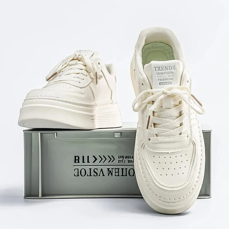 Männer Casual Sneakers Atmungsaktive Trendy Paarung Weiß Bequeme Rutschfeste Tägliches Gehen Dicke Sohlen Höhe Zunehmende Sportschuhe — image 5