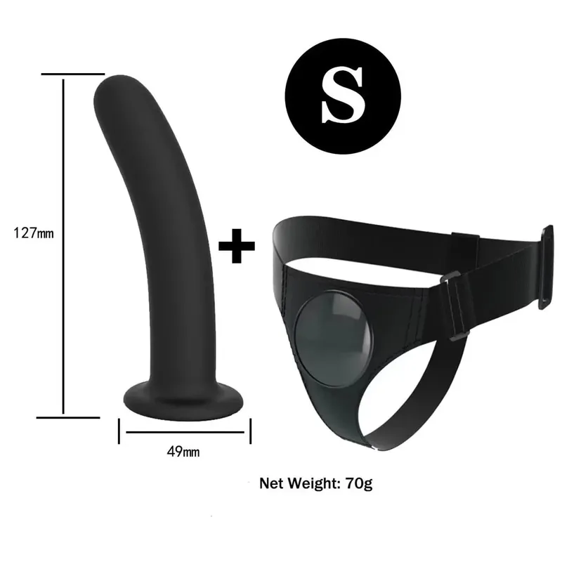 Justerbar silikonestrop på dildo-sele med stærk sugekop Slank buet binding Dildo Bærbart sexlegetøj til kvinder Mænd Cou