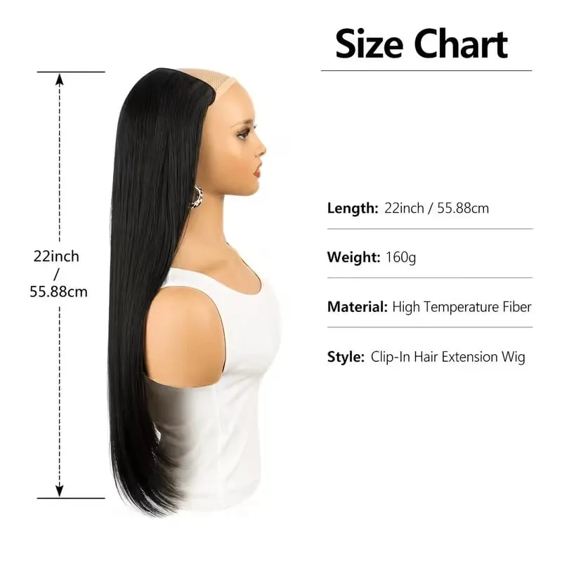 Extension capillaire synthétique multicouche longue et lisse de 22 pouces, postiche en Fiber de Style BB Clip pour femmes, usage quotidien, confiante et élégante — image 3