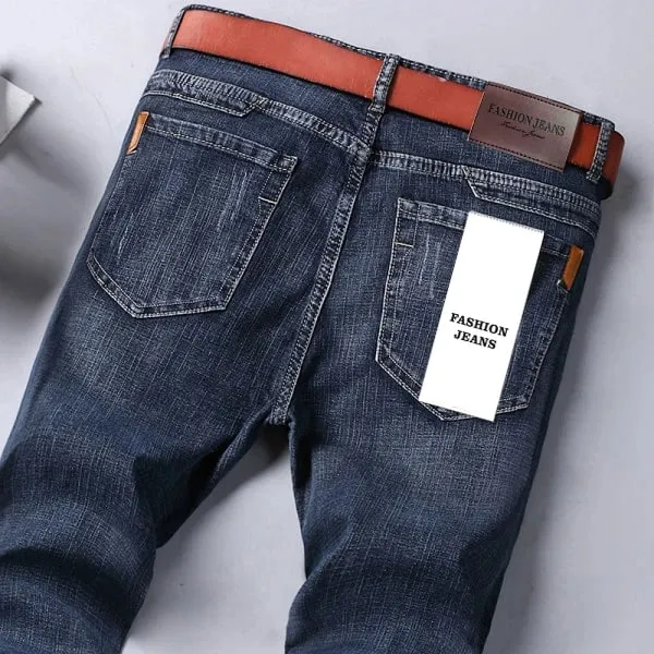 2026 Pantaloni in denim elasticizzato slim fit blu regolari dritti Primavera Autunno Jeans classici da uomo alla moda da uomo