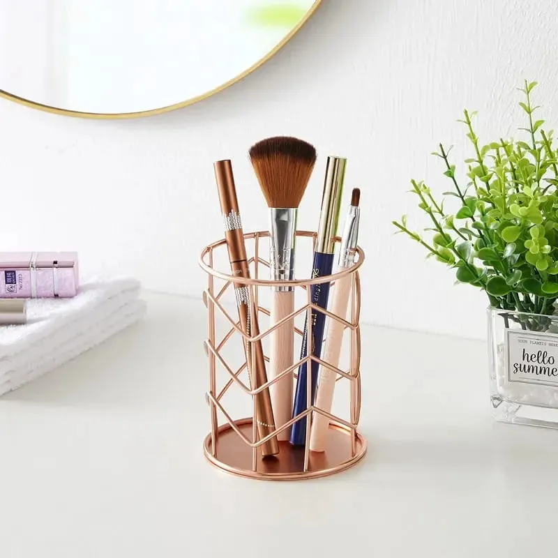 Kosmetika Sminkborstar Förvaringslåda Cylindrisk Etui Förvaring Läppstift Borst Pennhållare Organizer Smidesjärn Penna Förvaring — image 3