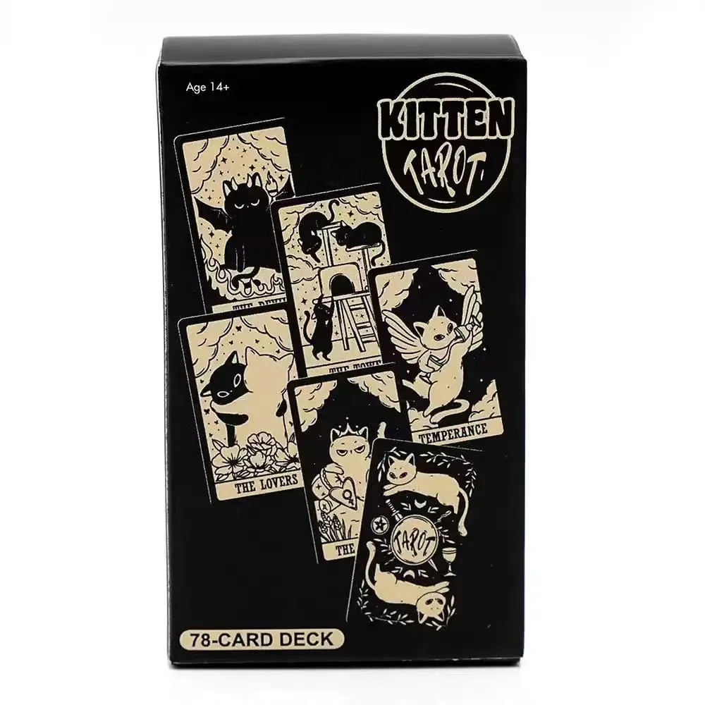 ลูกแมวไพ่ทาโรต์ 78PCS Black Cat Deck Oracle Divinationเวทมนตร์สัตว์น่ารักTarotสำหรับผู้เริ่มต้นจิตวิญญาณเกมกระดานGif — image 2