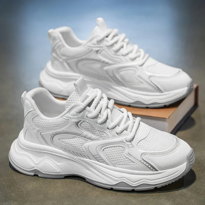 Men's light mesh casual Chunky sneakers four seasons soft-sole breathable outdoor Racing running shoes youth Speed sports shoes — image 2