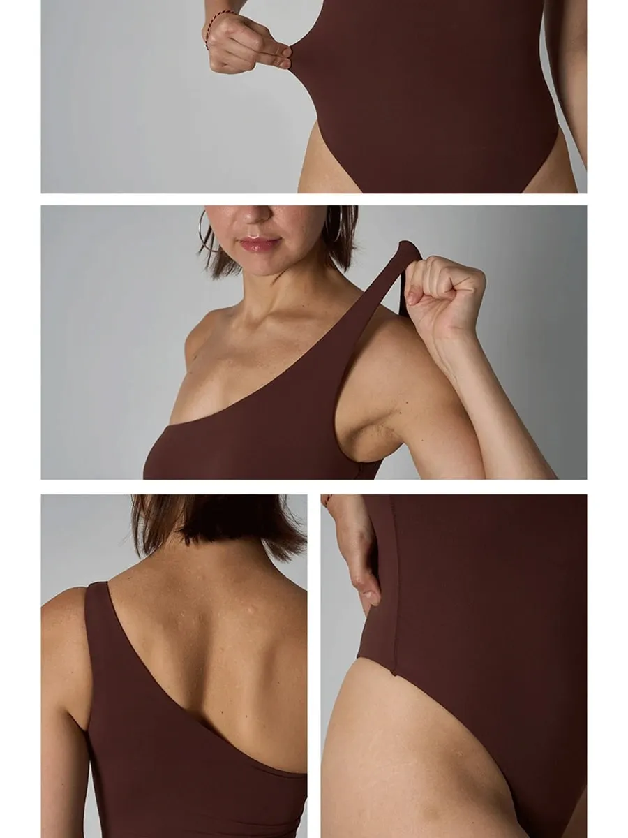 Çapraz omuz tulum kadın katı yüksek elastikiyet ince Shapewear Bodysuit kadın moda streetwear ince spor iç çamaşırı — image 7