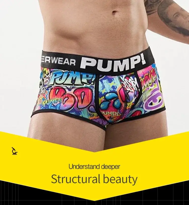 1- 4PCS Seluar Boxer Campuran Nilon Kapas Lelaki Seluruh Cetak Graffiti Pinggang Bergetah Lebar Seluar Dalam Fesyen Tidak Ketat — image 8