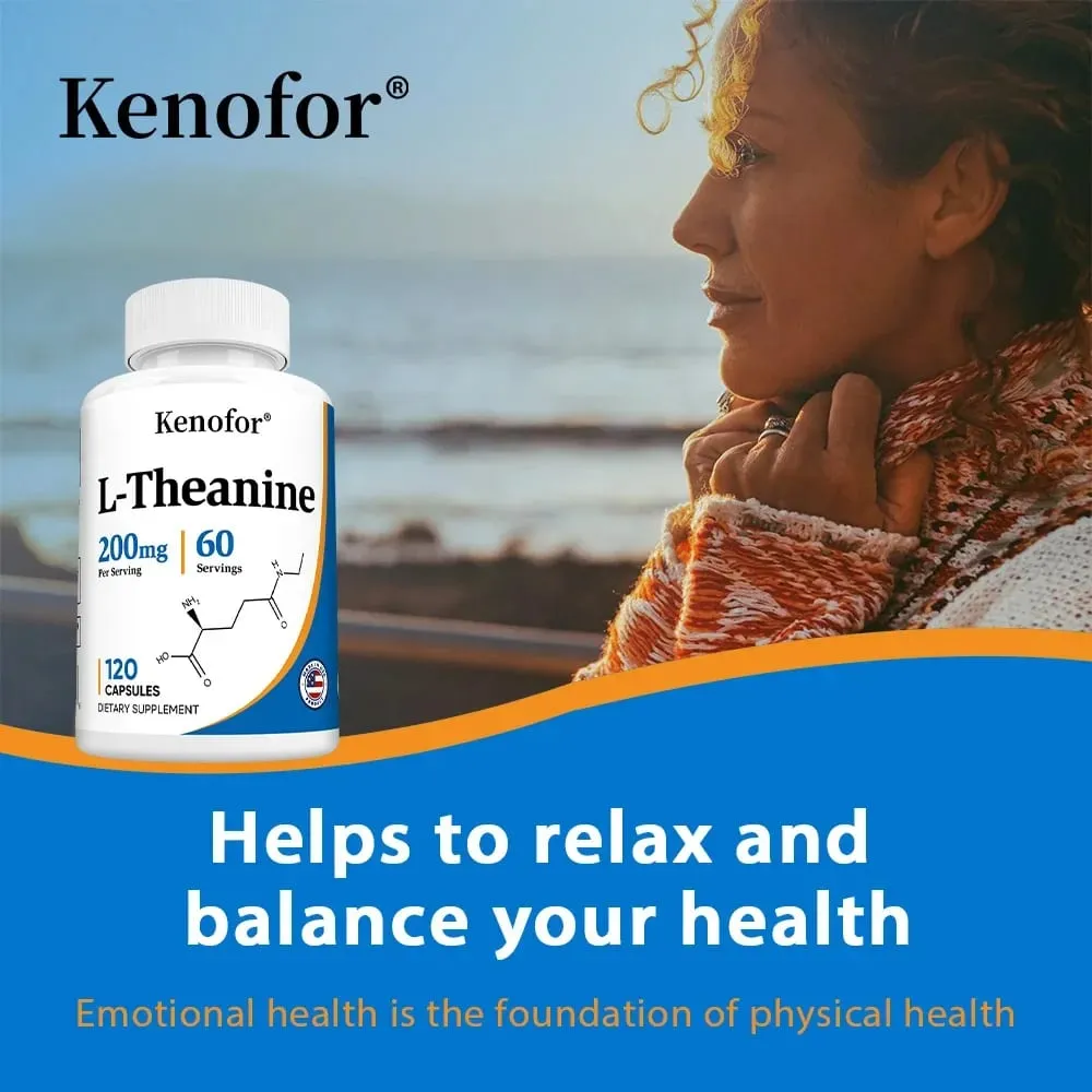 L-teanina 200 Mg Integratore di teanina extra forte – Supporto per concentrazione e rilassamento Miglioramento del sonno Non OGM e senza glutine — image 4