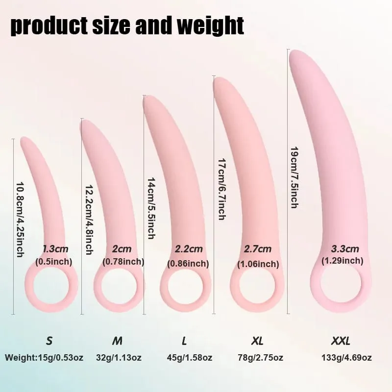 1 Set 5 pz Molle Del Silicone Piccolo Avorio Tirare Anello Dilatatore Vaginale Set Vaginismo Spina Anale giocattoli Dilatatore Della Vagina Prodotto Del Sesso anale