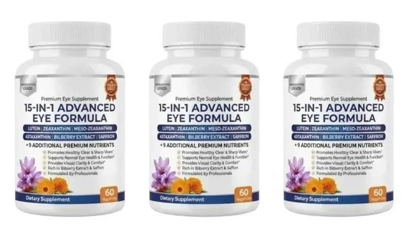 Premium 15-in-1 Advanced Eye Formula mit Lutein, Zeaxanthin, Astaxanthin, Heidelbeere und Safran, unterstützt das Wohlbefinden der Augen, 60 Kapseln — image 11