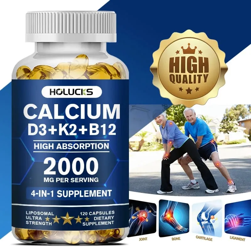 Suplemen Kalsium dengan Vitamin D3 K2 Menyokong Tulang Otot GigiKesihatan Menambah Sendi Penyerapan Kalsium — image 1
