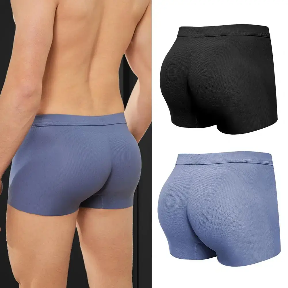 Fake Ass Men Boxers 3D Design Traceless Effect Mid-rise Underpants Solid Color U-convex Ergonomic Design Boxers Briefs — image 2