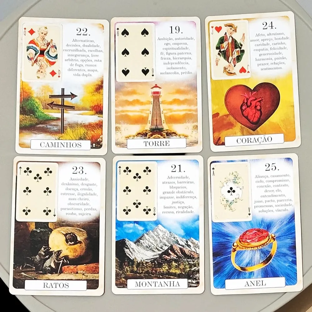 การ์ดลายนูนคู่ 9*6 ซม.Classique Lenormand Deck - 37 การ์ดสไตล์วินเทจ Divination - คลาสสิกโปรตุเกส Edition