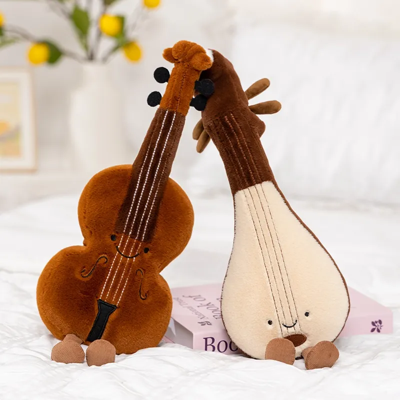 Alat Musik Humanoid Mainan Mewah Boneka Garpu Penyetelan Biola Gitar Tersenyum dengan Hadiah Properti Boneka Dekorasi Kaki