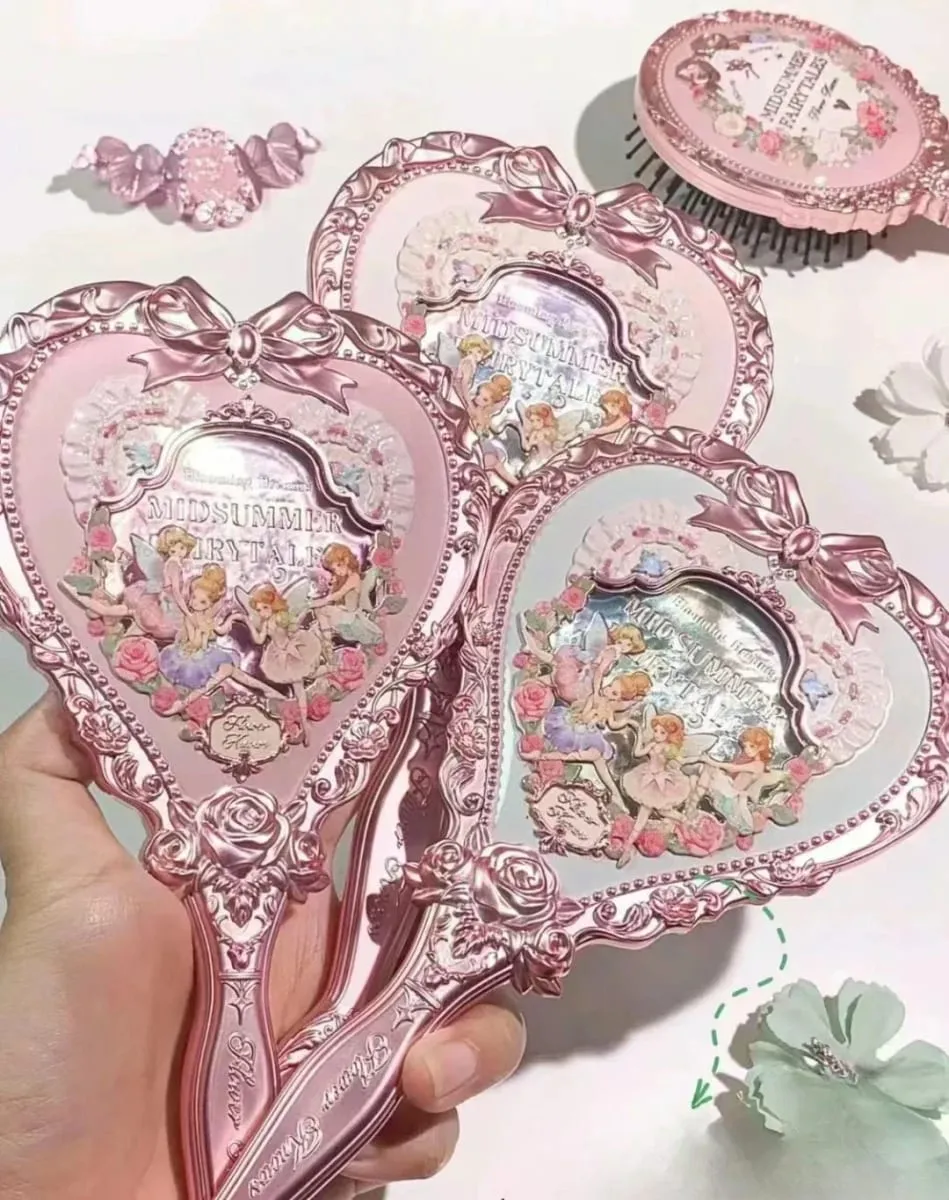 Flower Knows ręczne lusterko do makijażu noc świętojańska truskawka Cupid Bunny ogród wzór reliefowy ograniczony kolor zestaw narzędzi do makijażu