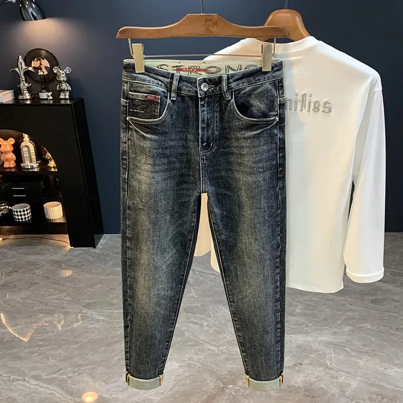 2025 nuovi jeans conici Micro Haren per pantaloni a gamba piccola allentati elastici casual alla moda autunno da uomo — image 7