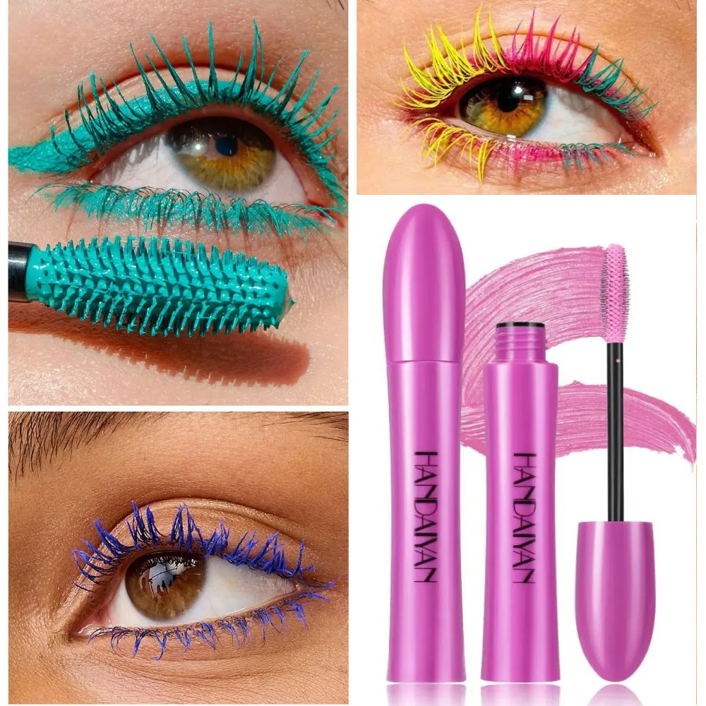 Mascara volumizzante impermeabile a 10 colori Mascara arricciacapelli a prova di sbavature a lunga durata Mascara blu zaffiro rosa per cosmetici per il trucco degli occhi — image 2