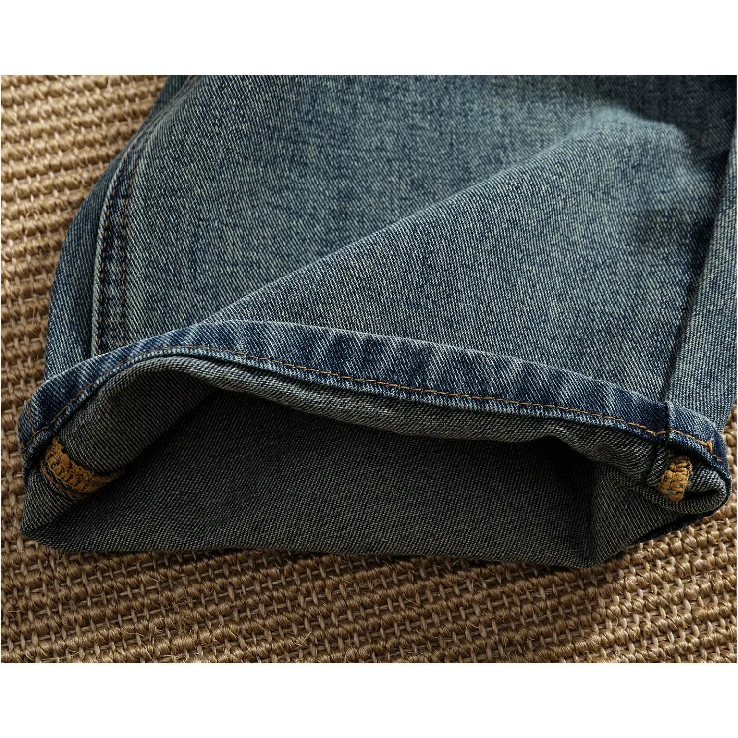 Retro distressed whiskering jeans til mænd tredimensionelle split silhuet brede ben løse denimbukser — image 6
