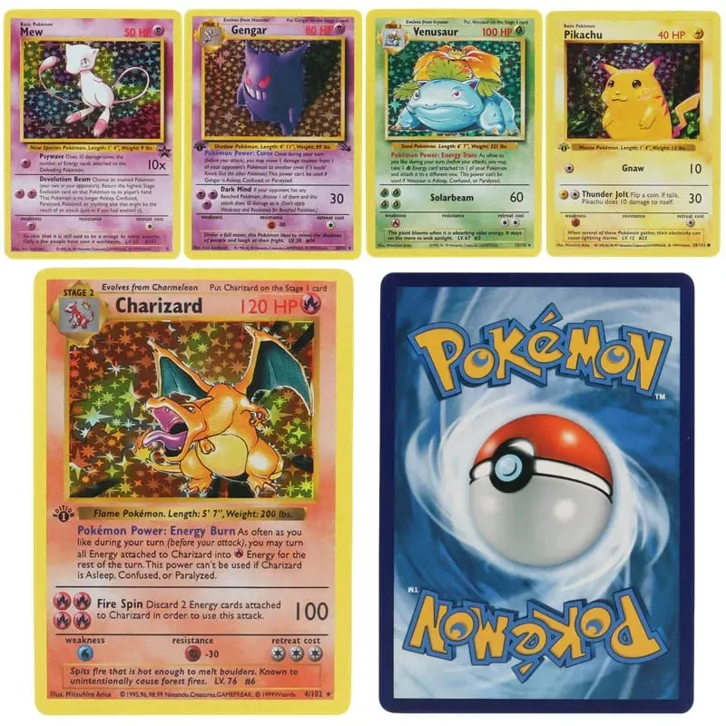 151 Keping/kotak Kad Pokémon Edisi Pertama tahun 1996 Rare Charizard Pikachu Mewtwo Blastoise Mengumpul mainan kad Versi Bahasa Inggeris — image 2