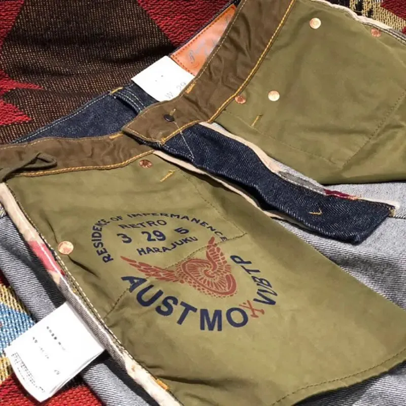 Jean en Denim délavé à lisière rouge Sakura, 100% coton, ample et droit, pantalon de travail américain rétro Amekaji, 14oz — image 7