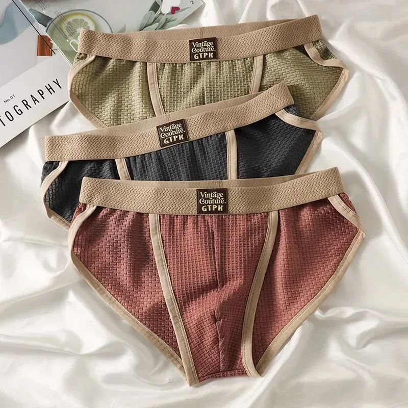 3 pcs Vintage Men High Cut Nylon Briefs Ice Silk Mesh Cool Underpants Soft Breathable Quick Dry Mens Underwear