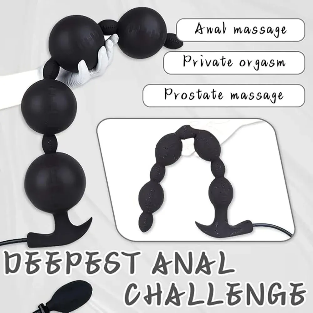 Ekstra Panjang Tiup Manik-manik Anal Butt Plug Dildo Silikon Besar Ukuran Disesuaikan Besar Tebal 4 Bola Manik dengan T-base Mainan Seks Dewasa — image 4