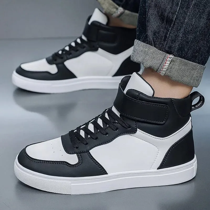 Baskets vulcanisées blanches chaussures plates confortables pour hommes à lacets Zapatillas Hombre automne printemps baskets hautes grande taille 39-48 — image 4